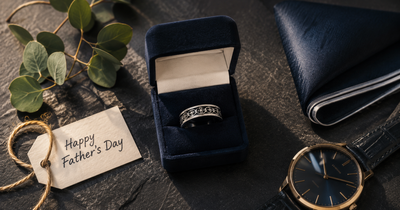 Men's jewelry Father's Day gift guide 2026 — luxury ring collection display LoveWeddingBands