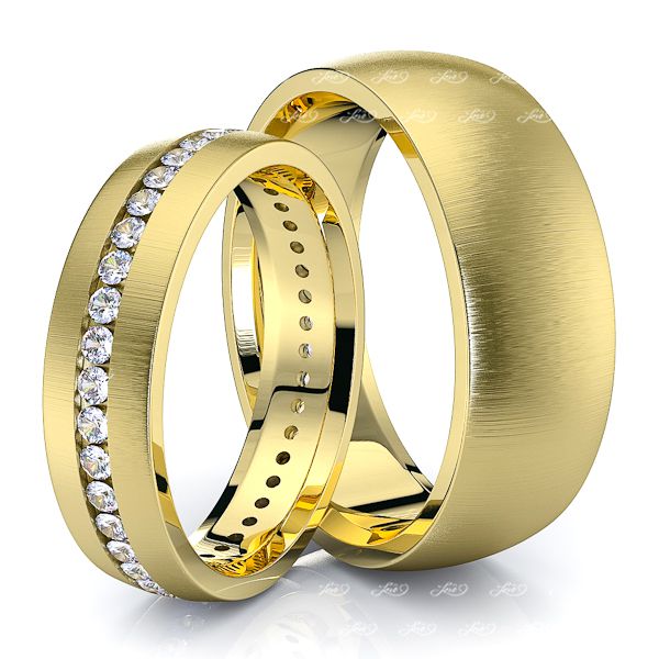 0.60 Carat Classic 7mm His and 5mm Hers Diamond Wedding Band Set