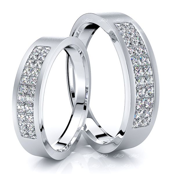 1.32 Carat 5mm Matching His and Hers Diamond Wedding Ring Set