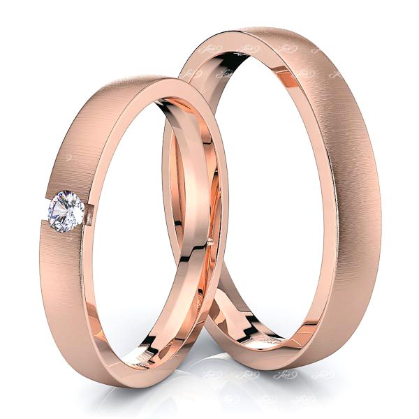 0.05 Carat 3mm Simple Elegant His and Hers Diamond Wedding Band Set