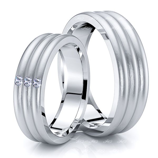 0.09 Carat 6mm Triple Convex His and Hers Diamond Wedding Ring Set