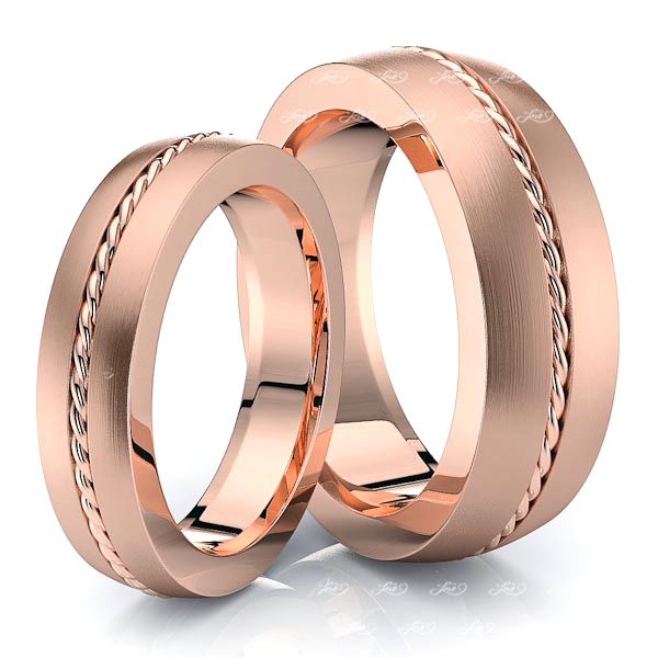 Braided Matching 7mm His and 5mm Hers Wedding Ring Set