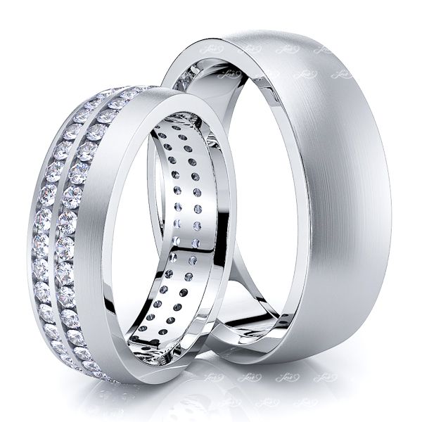 1.20 Carat 6mm Designer Modern His and Hers Diamond Wedding Band Set