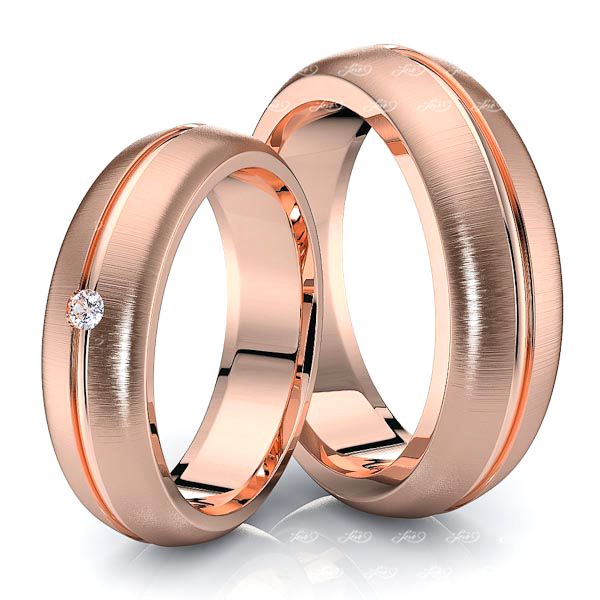 0.05 Carat Statement Piece 6mm His and Hers Diamond Wedding Ring Set