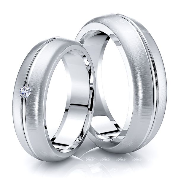 0.05 Carat Statement Piece 6mm His and Hers Diamond Wedding Ring Set