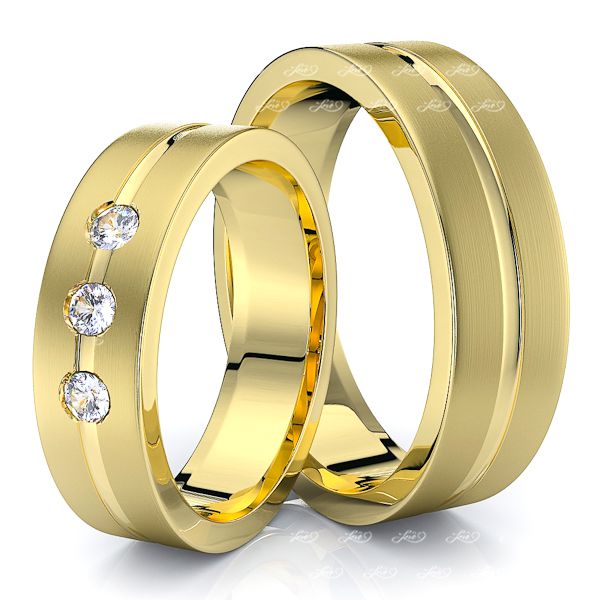 0.15 Carat Traditional Flat 6mm His and Hers Diamond Wedding Band Set