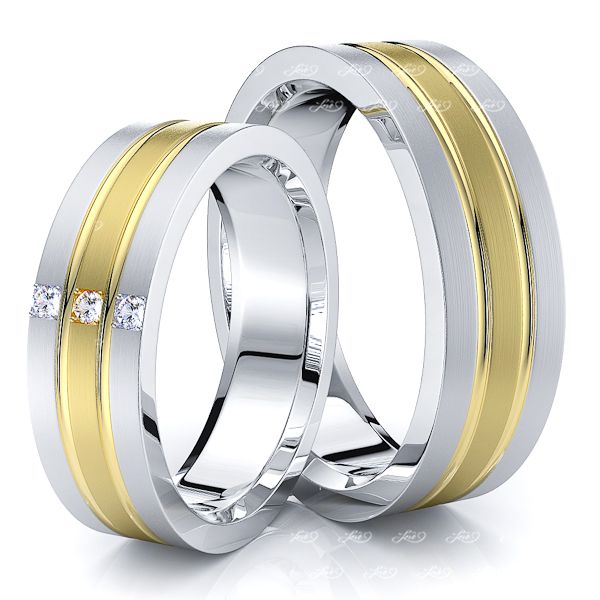 0.05 Carat Popular Classic 6mm His and Hers Diamond Wedding Band Set