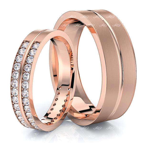0.72 Carat Basic Carved 6mm His and 4mm Hers Diamond Wedding Band Set