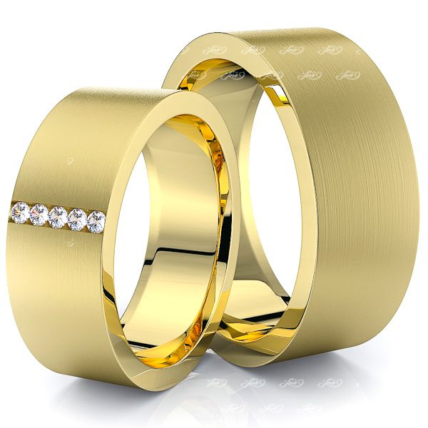 0.08 Carat Channel Set 8mm His and Hers Diamond Wedding Ring Set