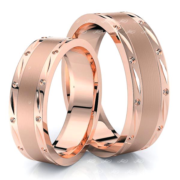 Exquisite Fancy Matching 6mm His and Hers Wedding Band Set