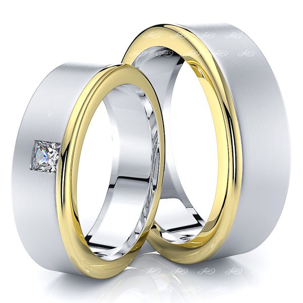 0.10 Carat Chic Basic 6mm His and Hers Diamond Wedding Ring Set