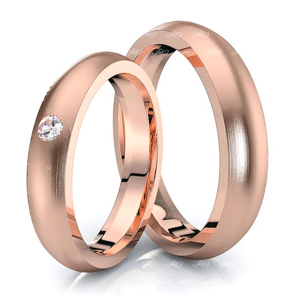 0.05 Carat Elegant Basic 4mm His and Hers Diamond Wedding Ring Set