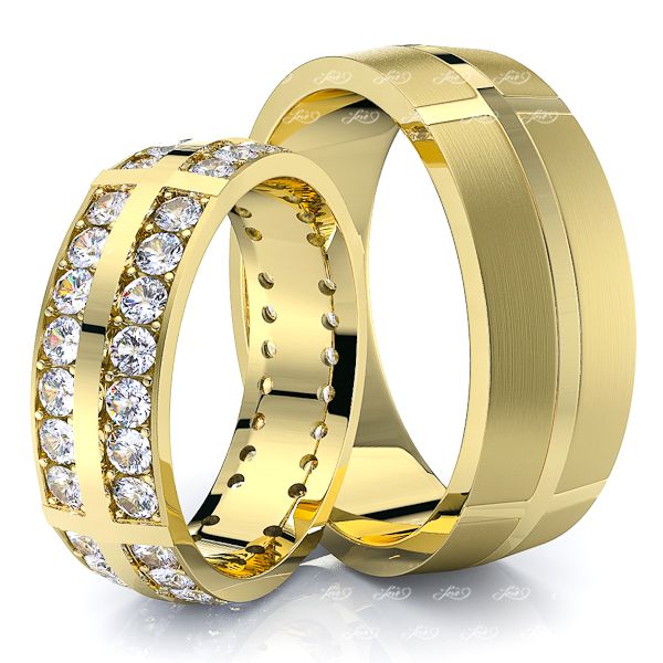1.12 Carat Designer Fancy 7mm His and Hers Diamond Wedding Ring Set
