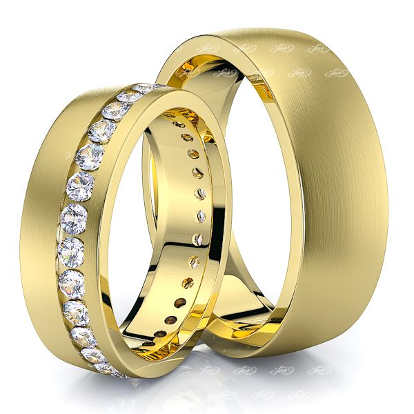 0.90 Carat Bestseller Designer 6mm His and Hers Diamond Wedding Ring Set