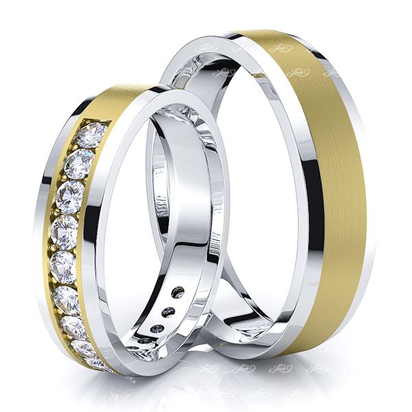 0.60 Carat Stylish 7mm His and 5mm Hers Diamond Wedding Ring Set