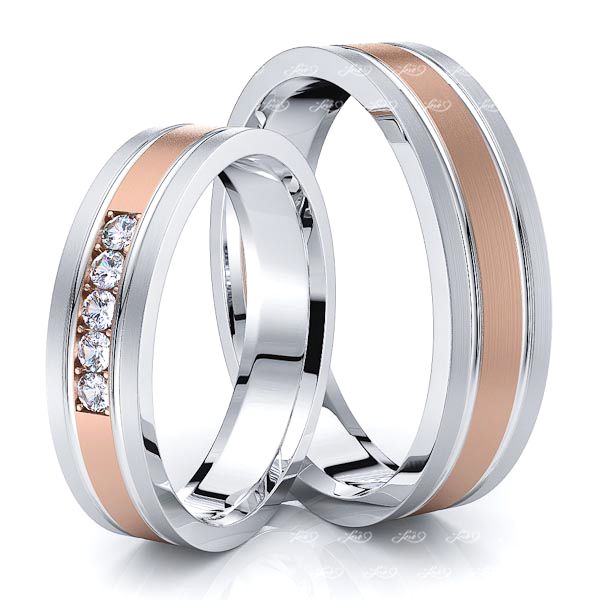 0.10 Carat Trendy Classic 5mm His and Hers Diamond Wedding Ring Set