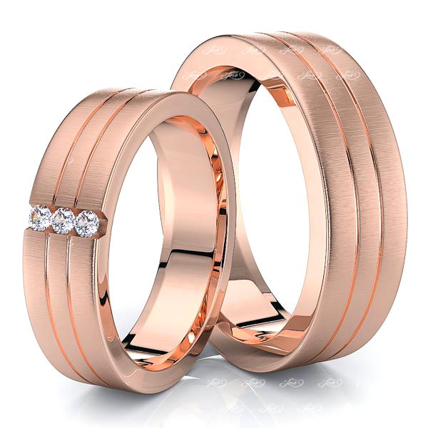 0.06 Carat Chic Classic 6mm His and Hers Diamond Wedding Ring Set
