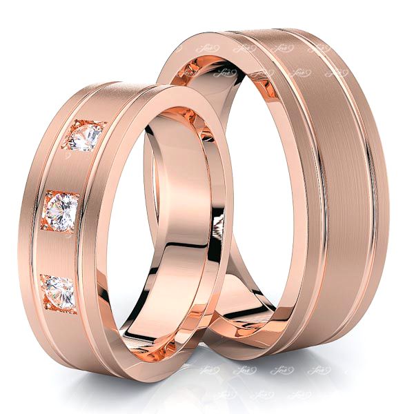 0.15 Carat Elegant Classic 6mm His and Hers Diamond Wedding Band Set