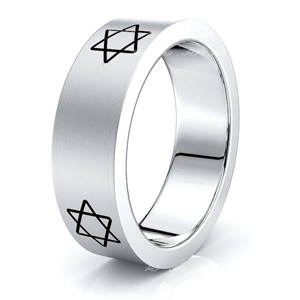 Quinn Solid 7mm Star Mens Wedding Band