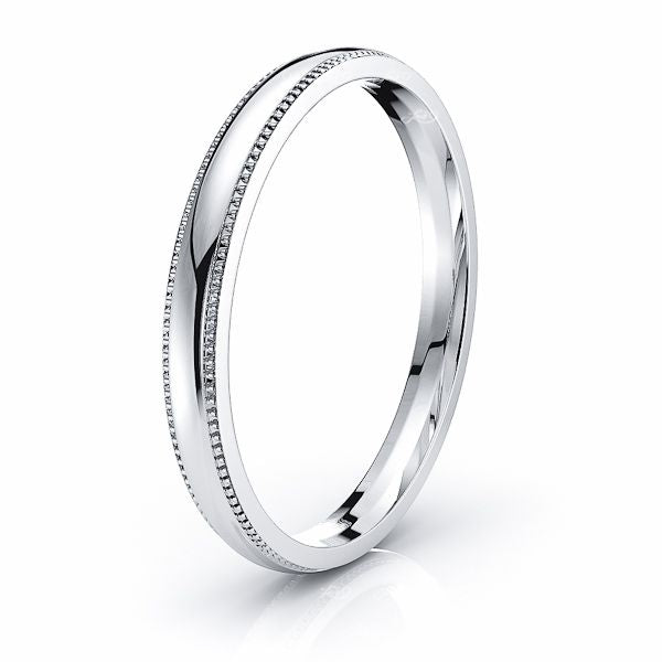 Solid Dome Milgrain Comfort Fit Mens Wedding Bands - Rose Gold