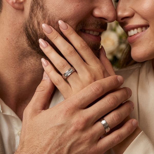 0.10 Carat Trendy Classic 5mm His and Hers Diamond Wedding Ring Set