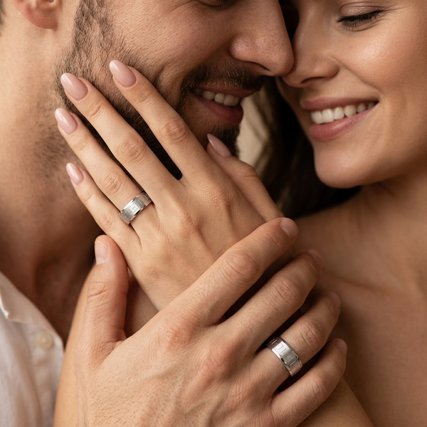 Modern Designer Matching 6mm His and Hers Wedding Band Set