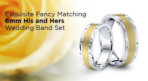 Exquisite Fancy Matching 6mm His and Hers Wedding Band Set