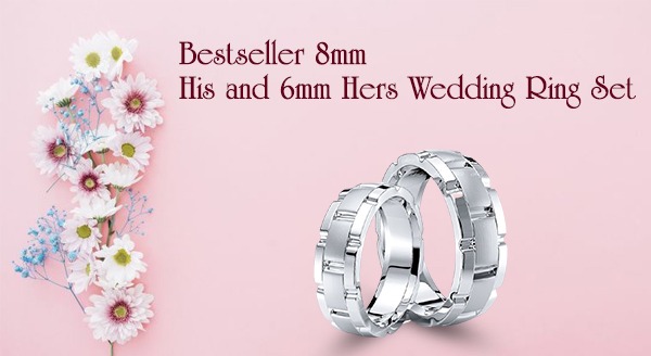 Bestseller 8mm His and 6mm Hers Wedding Ring Set