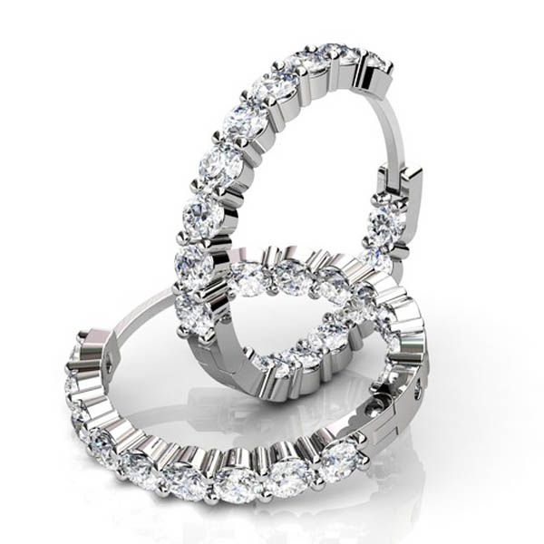 Prong Set Diamond Hoop Earrings