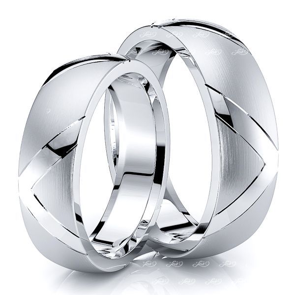 6mm V Design Matching His and Hers Wedding Band Set