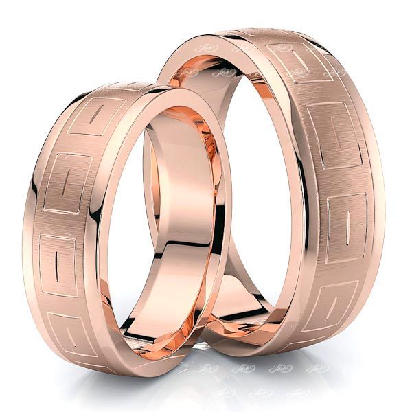 Modern Designer Matching 6mm His and Hers Wedding Band Set