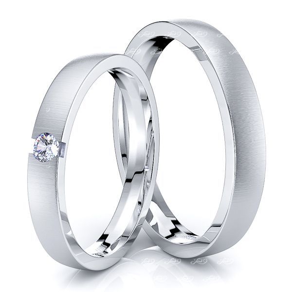 0.05 Carat 3mm Simple Elegant His and Hers Diamond Wedding Band Set