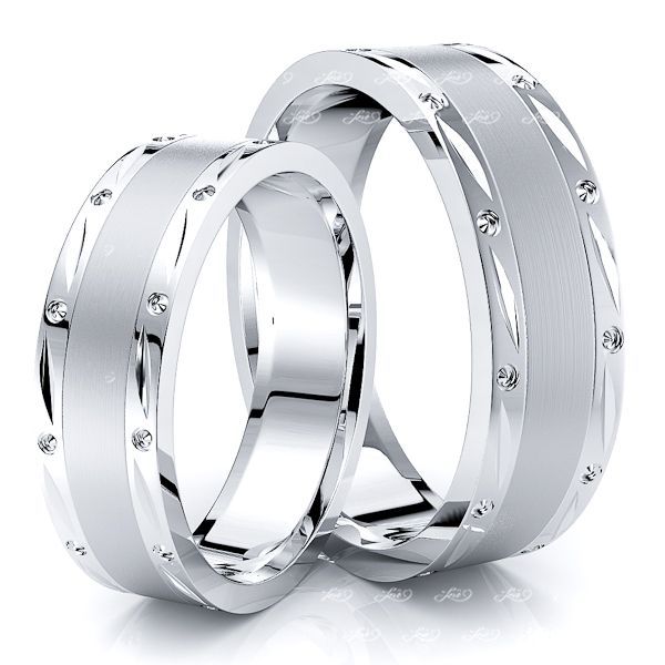 Exquisite Fancy Matching 6mm His and Hers Wedding Band Set