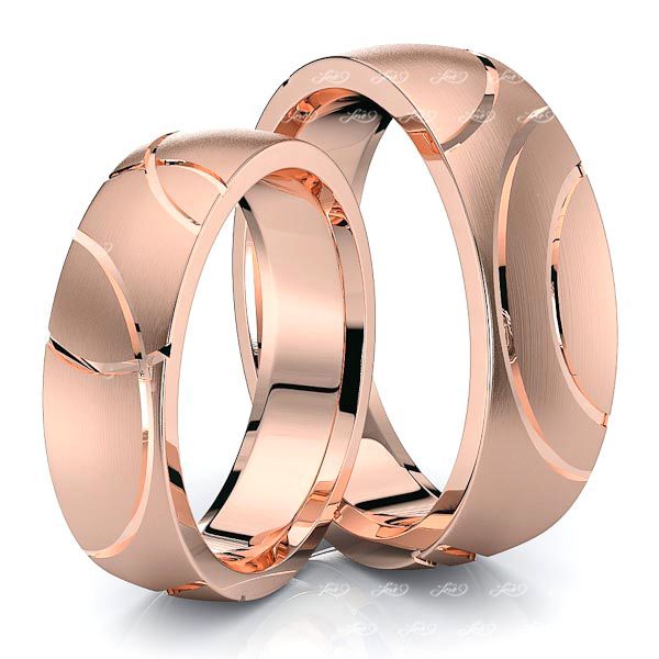 Unique Contemporary Matching 6mm His and Hers Wedding Ring Set