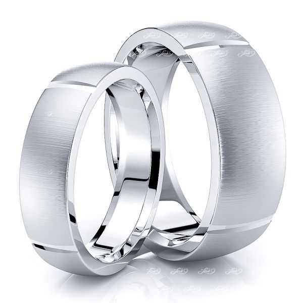 Sleek Basic Designer Matching 7mm His and 5mm Hers Wedding Ring Set