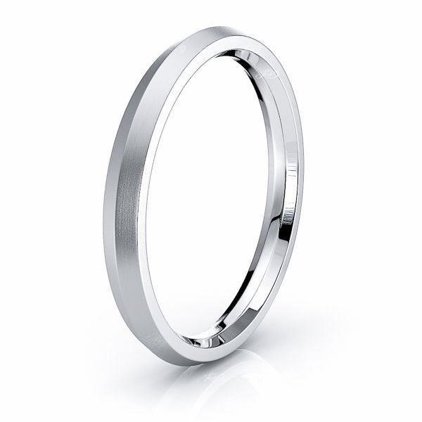 White Solid Knife Edge Comfort Fit Mens Wedding Ring