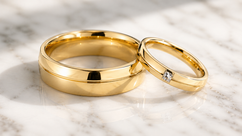 His and Hers Wedding Bands Under $900: Real Gold, Real Value