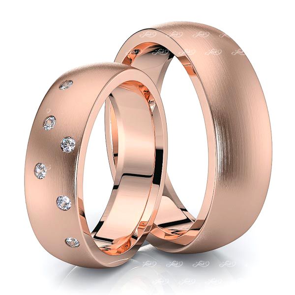 0.12 Carat 6mm Basic Matching His and Hers Diamond Wedding Ring Set