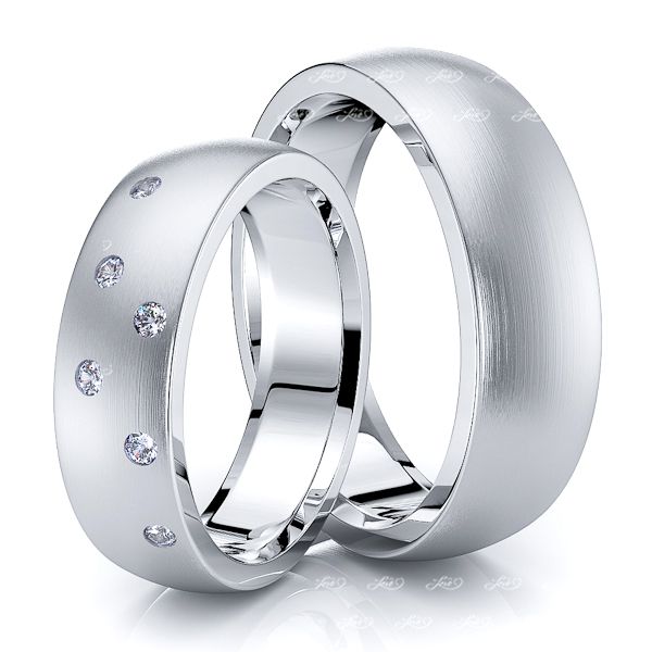 0.12 Carat 6mm Basic Matching His and Hers Diamond Wedding Ring Set