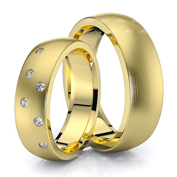 0.12 Carat 6mm Basic Matching His and Hers Diamond Wedding Ring Set