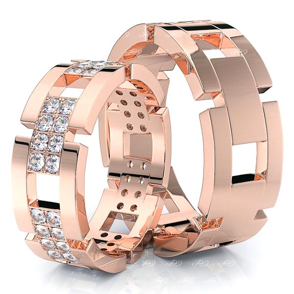 0.72 Carat Fancy 7mm His and Hers Diamond Wedding Band Set