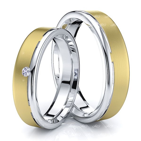 0.03 Carat Unique 5mm Matching His and Hers Diamond Wedding Ring Set