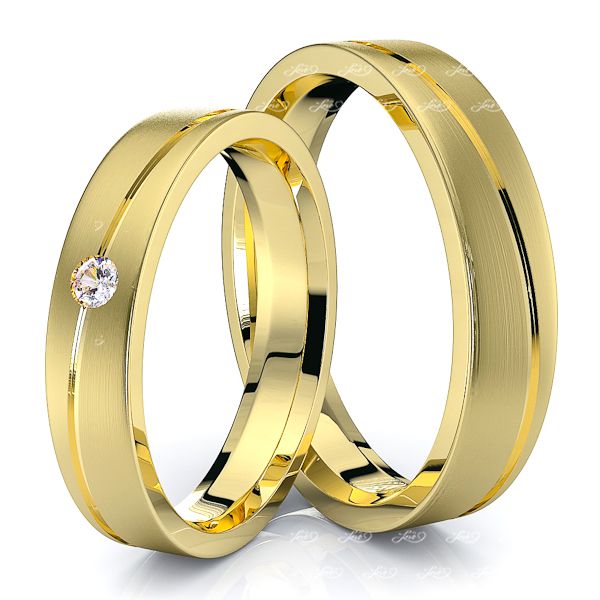 0.05 Carat Stylish Diagonal 4mm His and Hers Diamond Wedding Band Set