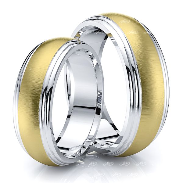 7mm Double Step Edge Matching His and Hers Wedding Band Set