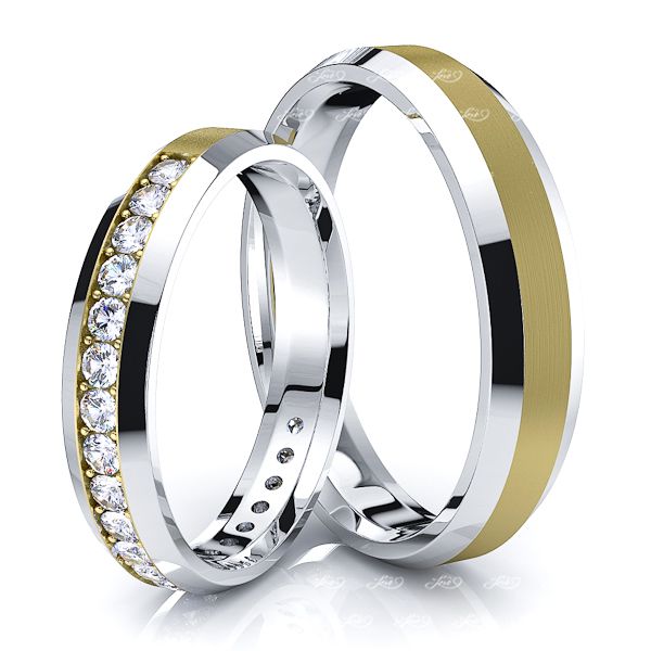 0.40 Carat 4mm Beveled Edge His and Hers Diamond Wedding Band Set