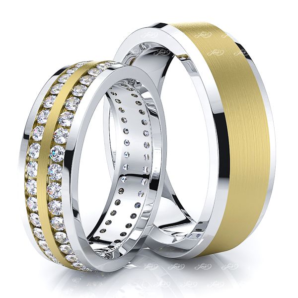 1.60 Carat Stylish Designer 6mm His and Hers Diamond Wedding Band Set