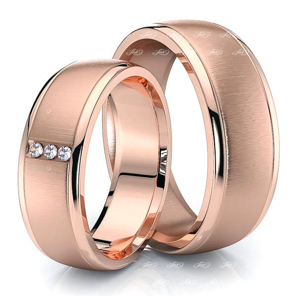 0.06 Carat 7mm Classic Round His and Hers Diamond Wedding Band Set