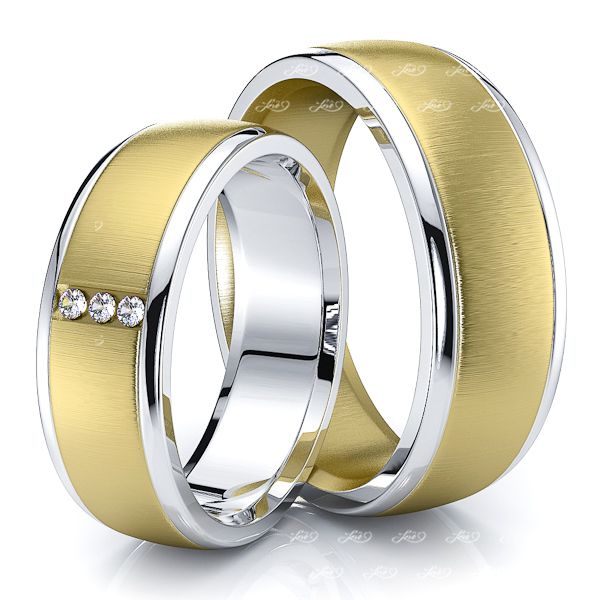 0.06 Carat 7mm Classic Round His and Hers Diamond Wedding Band Set