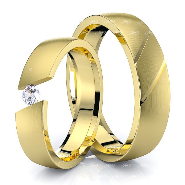 0.10 Carat 5mm Fancy His and Hers Diamond Wedding Ring Set