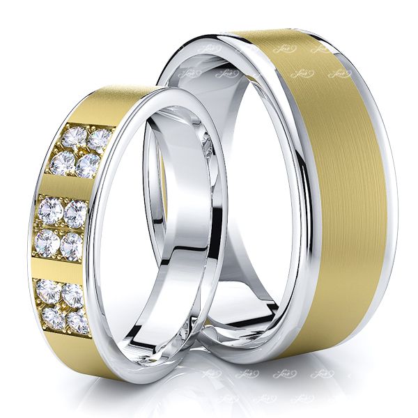 0.24 Carat Traditional 7mm His and 5mm Hers Diamond Wedding Band Set